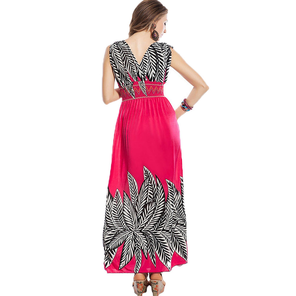 Pink Palm Leaf Summer Dress
