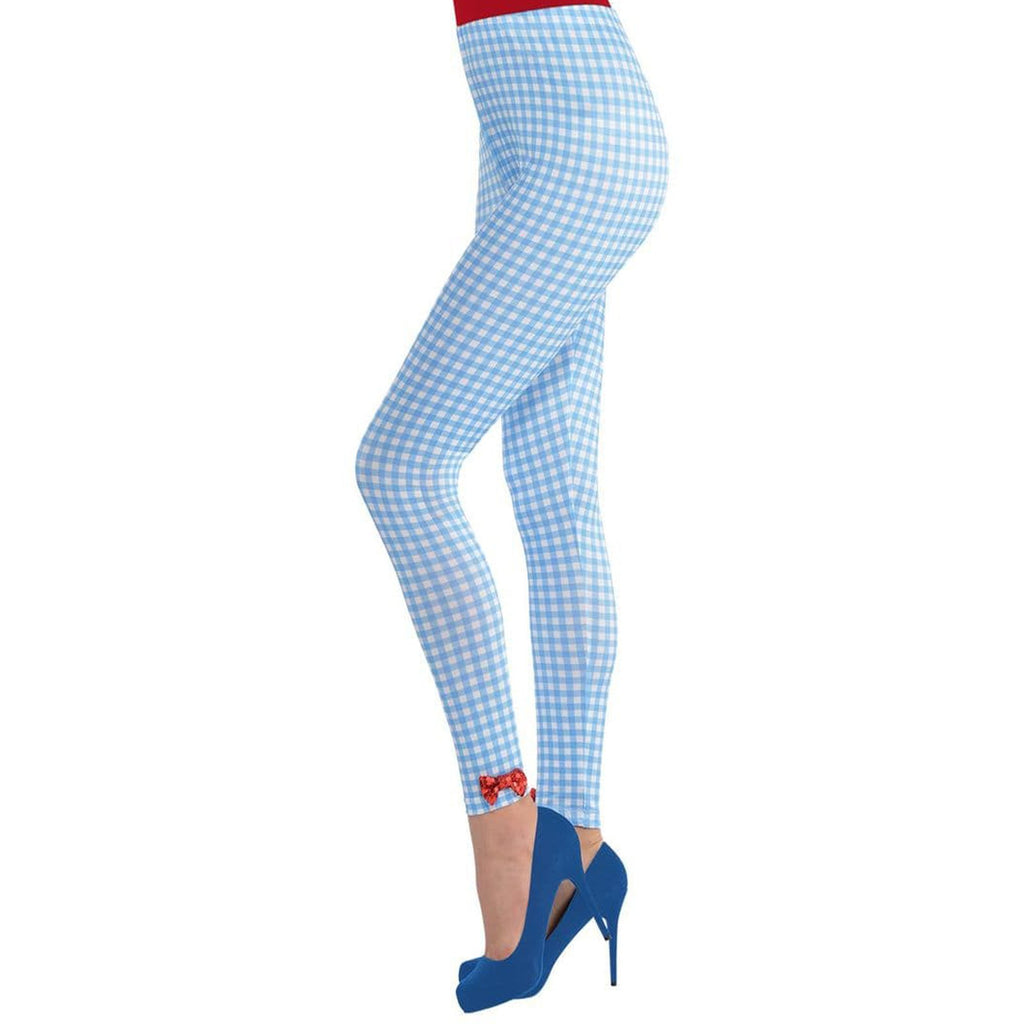 Ladies Kansas Cutie Dorothy Gingham Leggings Sequin Bow