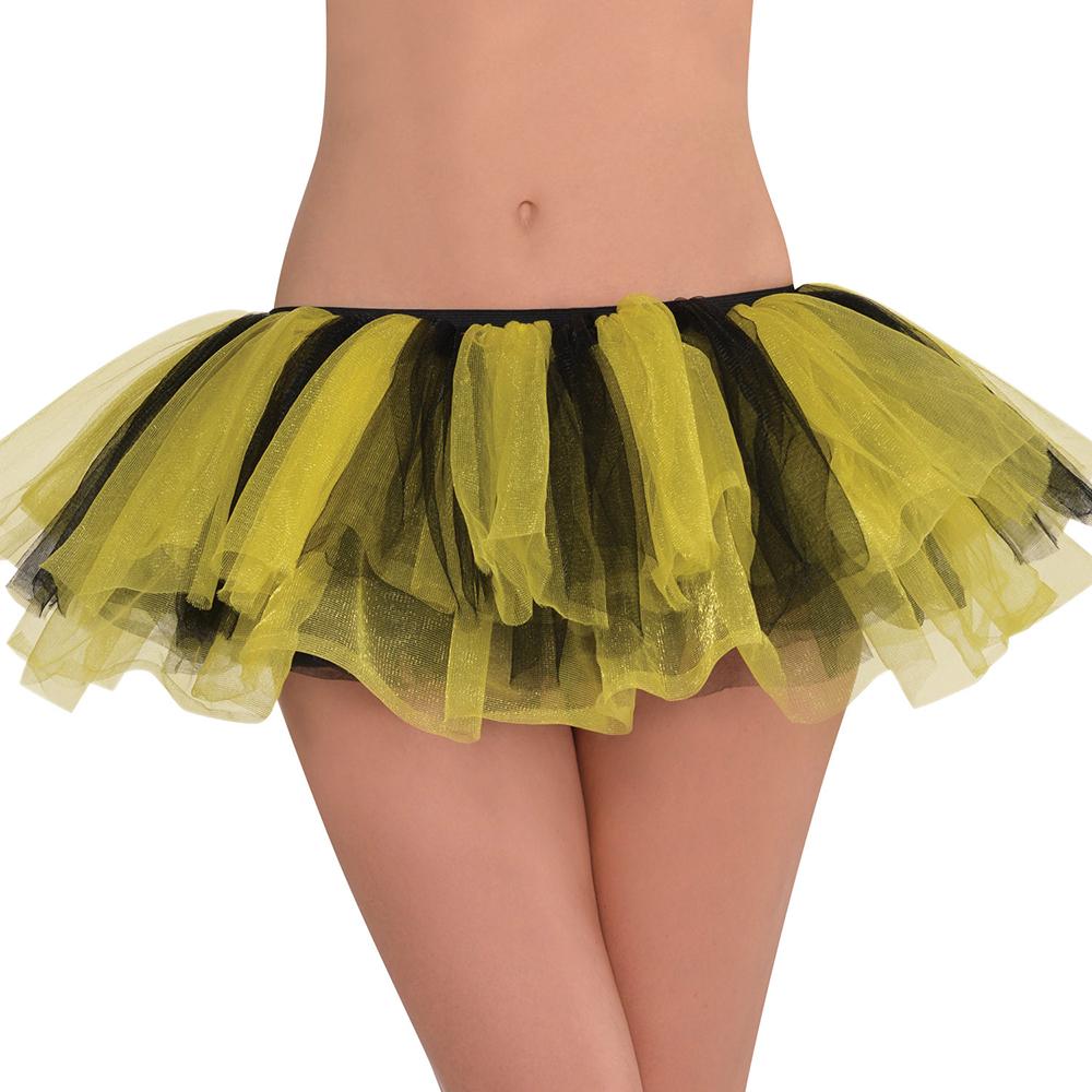 Women's Yellow & Black Stripe Shimmer Multilayer Tutu