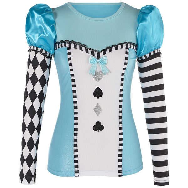 Ladies Alice in Wonderland Long Sleeve Costume Top