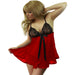 Red & Black Embroidered Babydoll Nightdress
