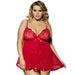 Red Plus Size Embroidered Babydoll Nightdress