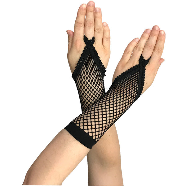 Women's Fingerless Fishnet Mesh Gloves