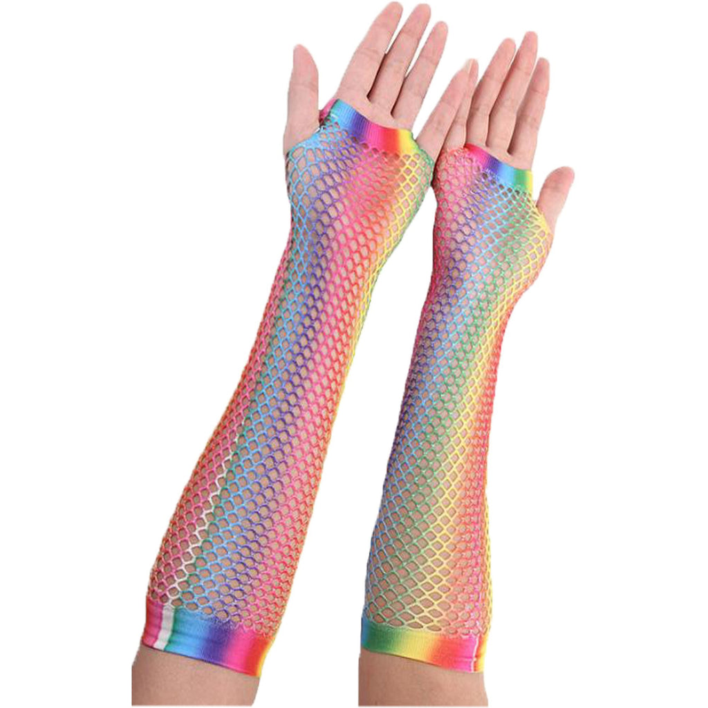 Long Multicolour Fishnet Gloves