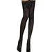 Black Opaque Thigh High Lace Stockings Black Bows For Suspenders