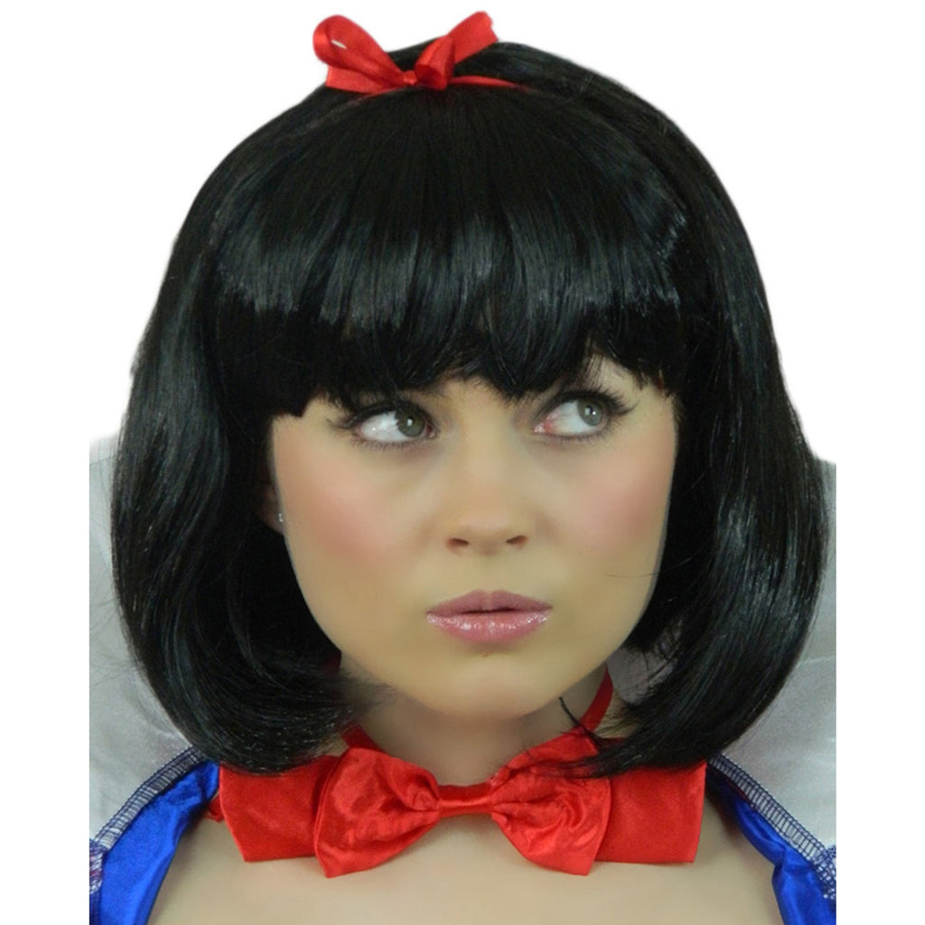 snow white adult black bob fancy dress wig