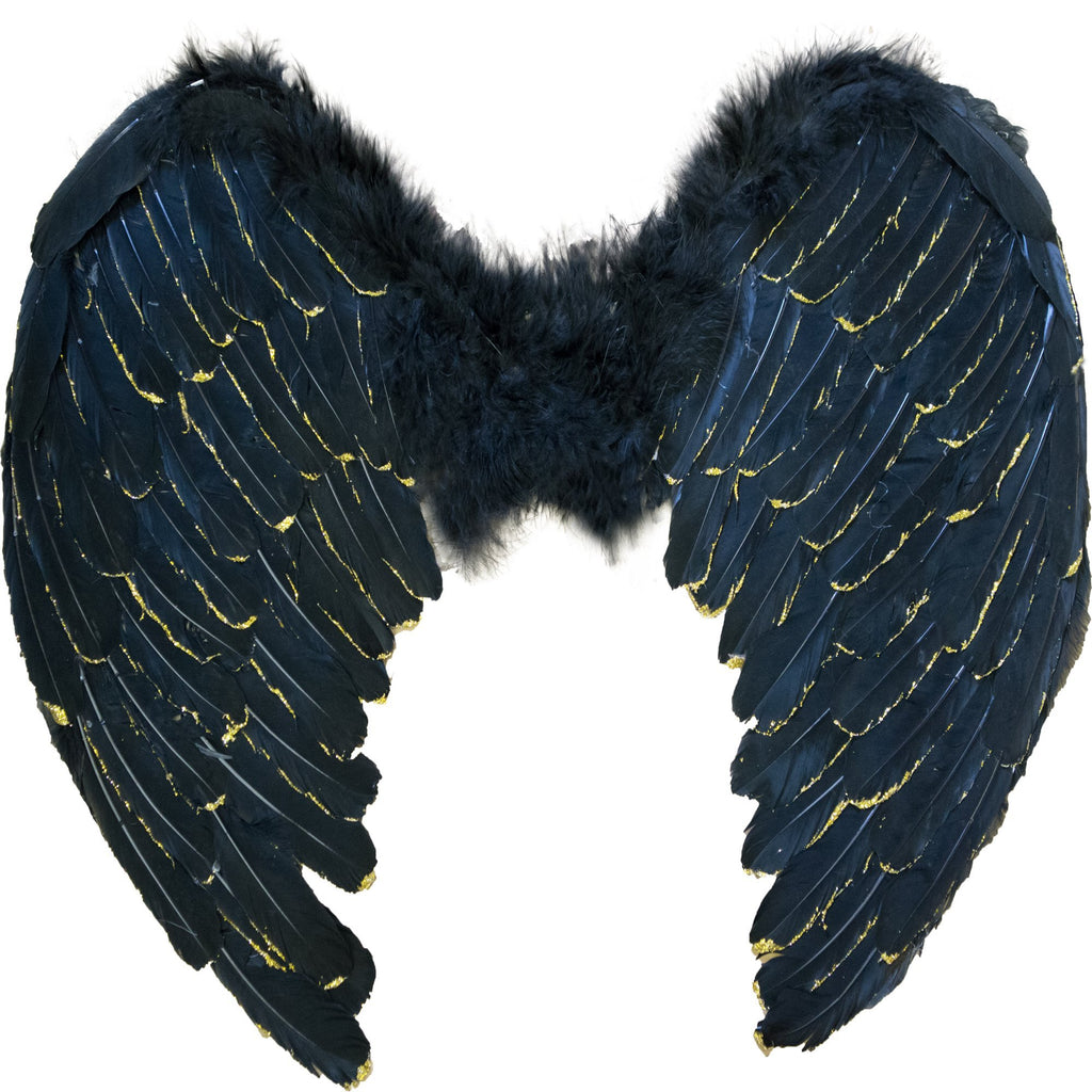 Yummy Bee Black Feather Golden Glitter Wings