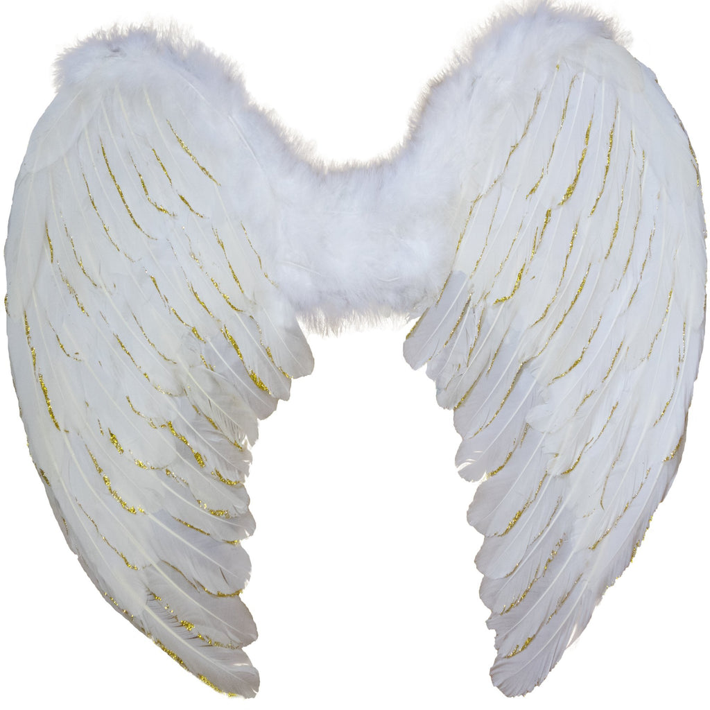 Yummy Bee White Feather Golden Glitter Wings