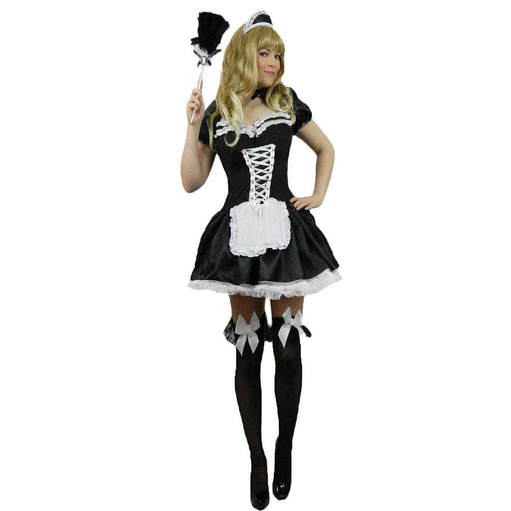 French Maid Fancy Dress Costume Plus Size 8-28