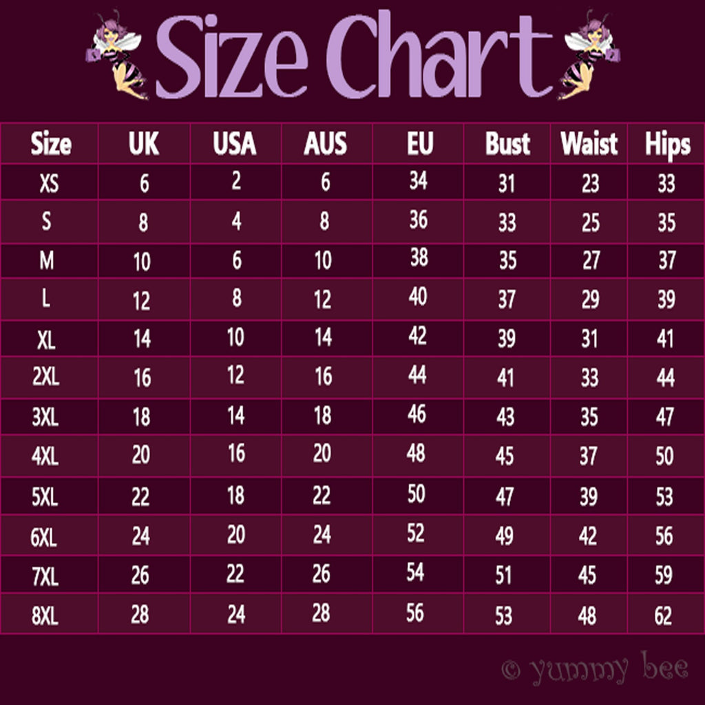 ladies size chart - yummy bee