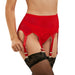 Red high waist garter belt Plus Size Waspie Metal Suspender Straps