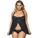 Black Sexy Open Front Sleepwear Cami Plus Size