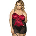 Red Bows & Lace Cami Suspender Plus Size