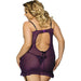 Purple Plus Size Satin Cami Suspender Babydoll Back