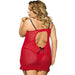 Red Satin Cami Suspender Babydoll Plus Size Back