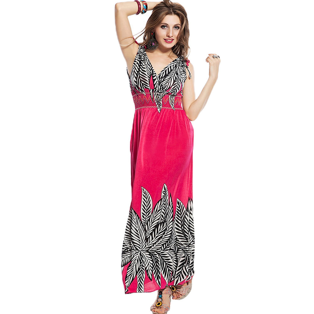 Pink Palm Leaf Summer Dress