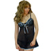 Floral Lace Satin Babydoll Blue