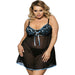 Floral Lace Satin Babydoll Blue Plus Size