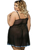 Floral Lace Satin Babydoll Plus Size Blue