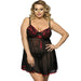 Floral Lace Satin Babydoll Plus Size Red