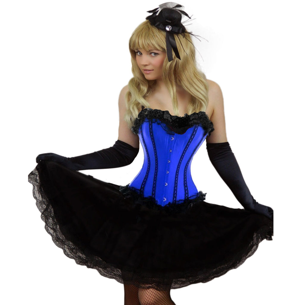 Ladies Plus Size Coloured Satin Corset & Skirt