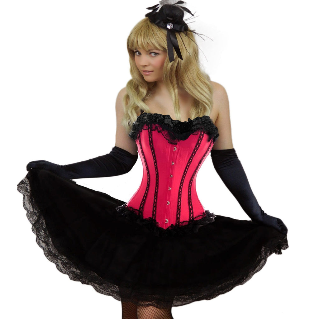 Ladies Plus Size Coloured Satin Corset & Skirt
