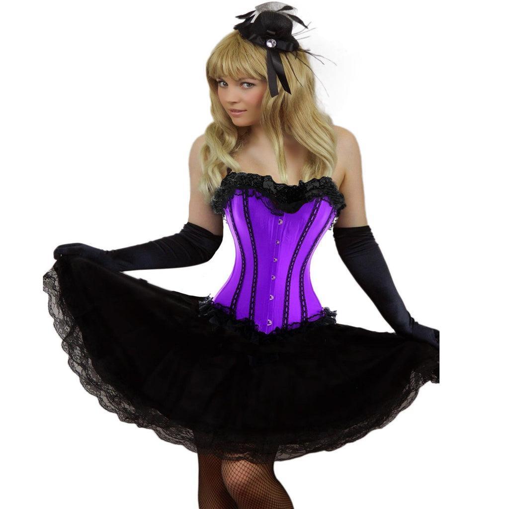 Ladies Plus Size Coloured Satin Corset & Skirt