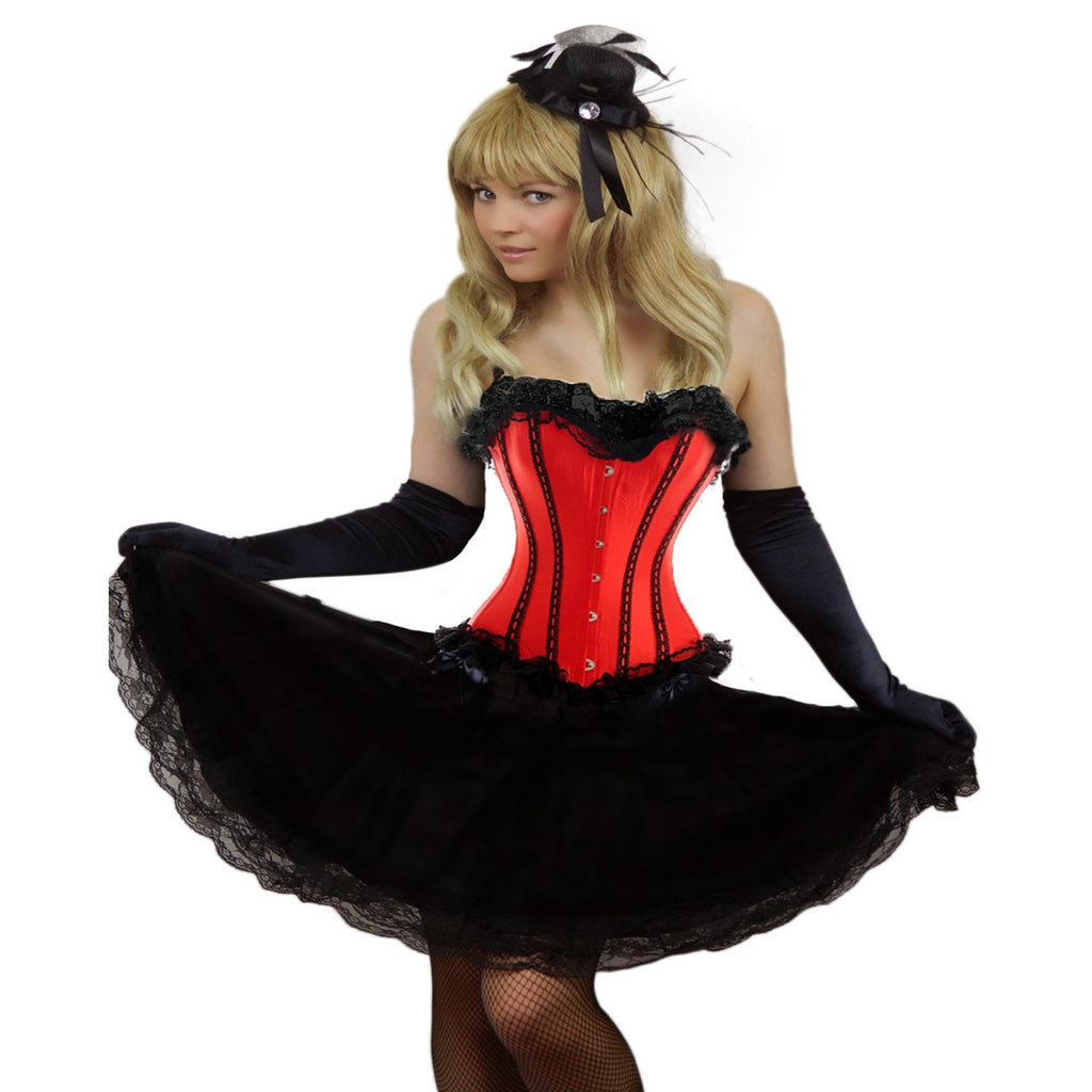 Ladies Plus Size Coloured Satin Corset & Skirt