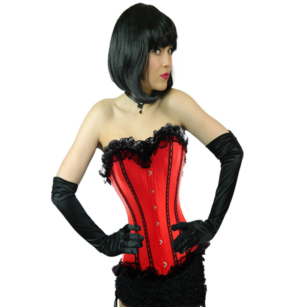 Ladies Plus Size Red Coloured Satin Corset