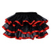 Red and Black Ribbon Trim Frilled Skirt