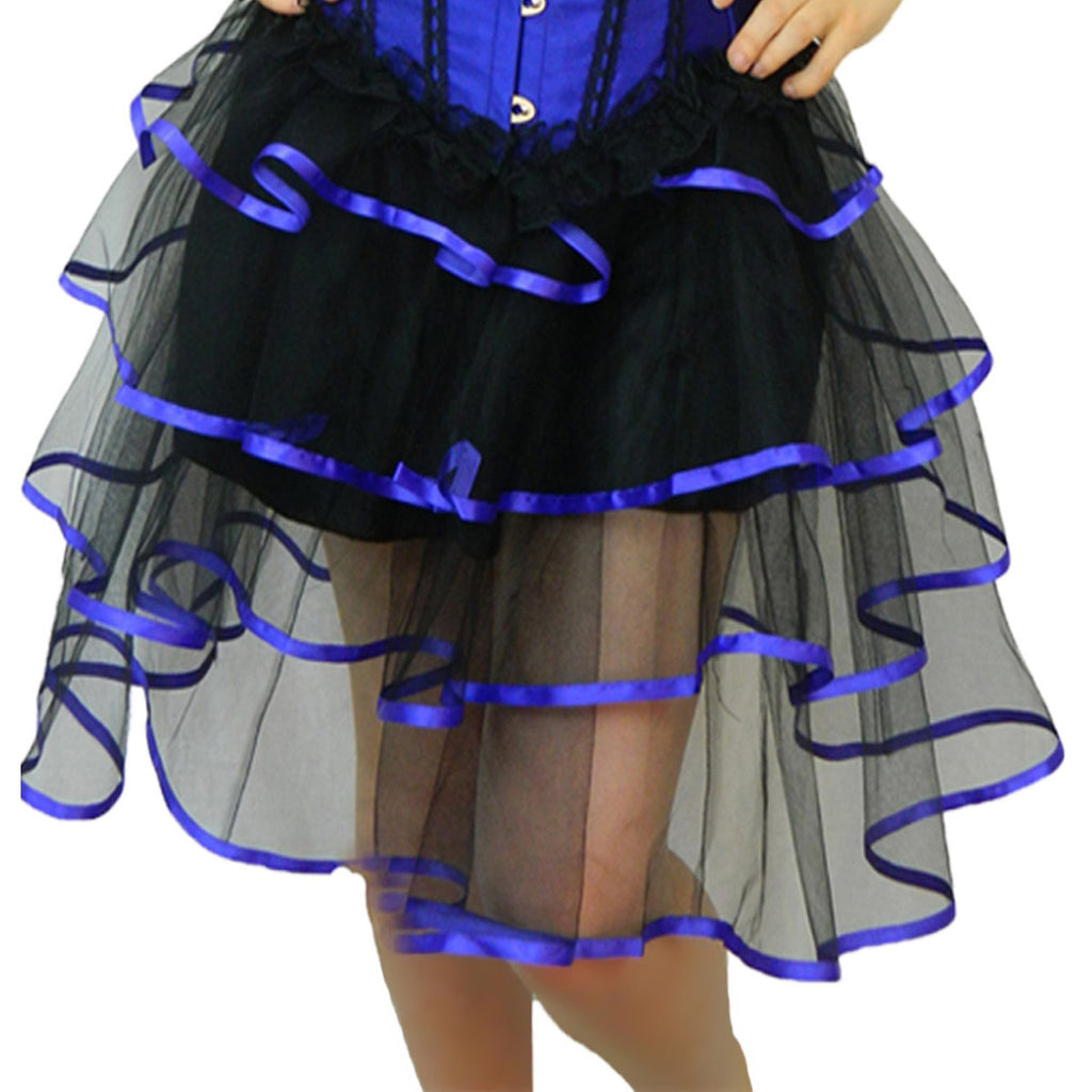 Blue Ribbon Trimmed Long Burlesque Skirt