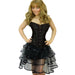 Ladies Plus Size Black Rhinestone Corset & Long Ribbon Skirt