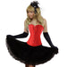 Ladies Plus Size Red Gemstone Bustier & Lace Skirt 