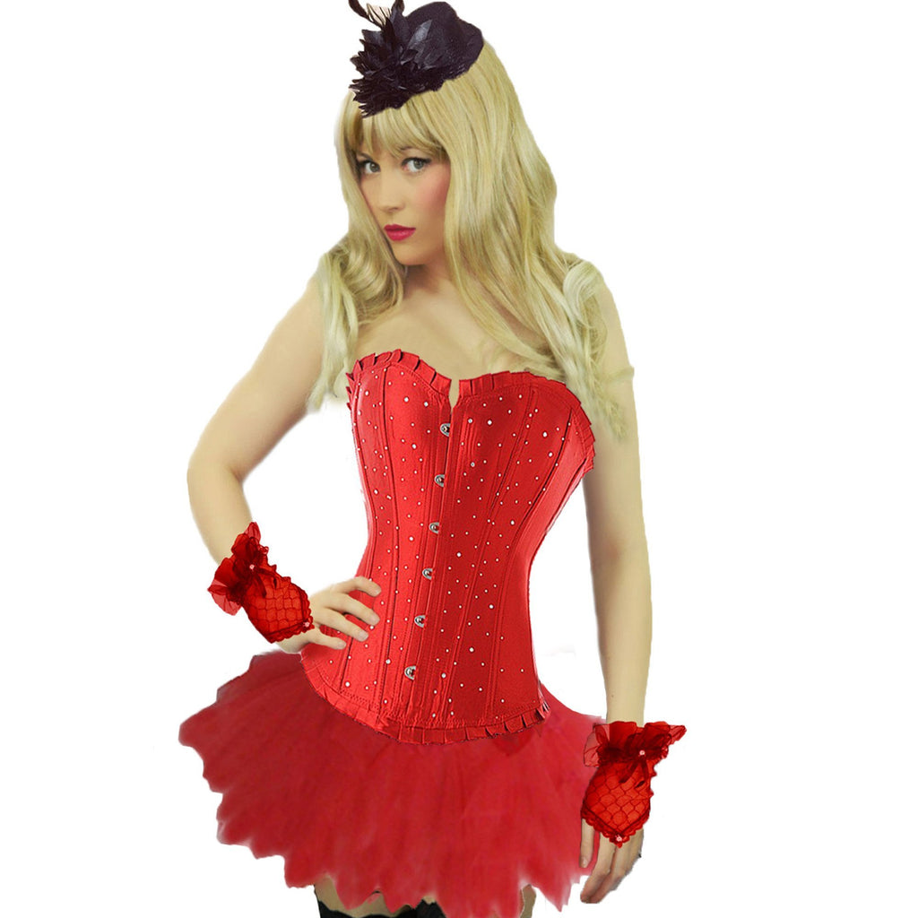 Red Plus Size Ladies Showgirl Corset & Tutu Costume